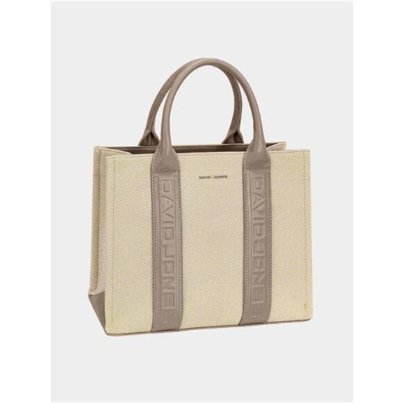 David Jones Canvas Tote Handbag with Contrast Leather Handles - Picture 7 of 10